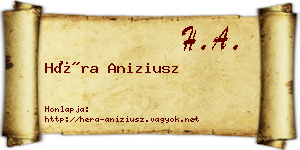 Héra Aniziusz névjegykártya